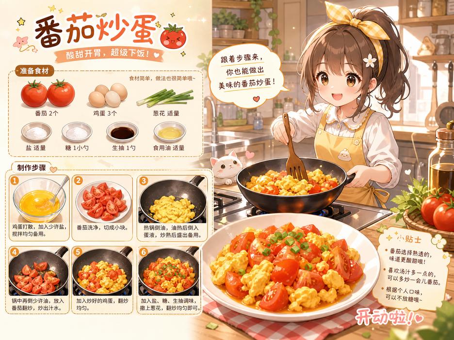 抖音风生活技能动漫-烹饪教程